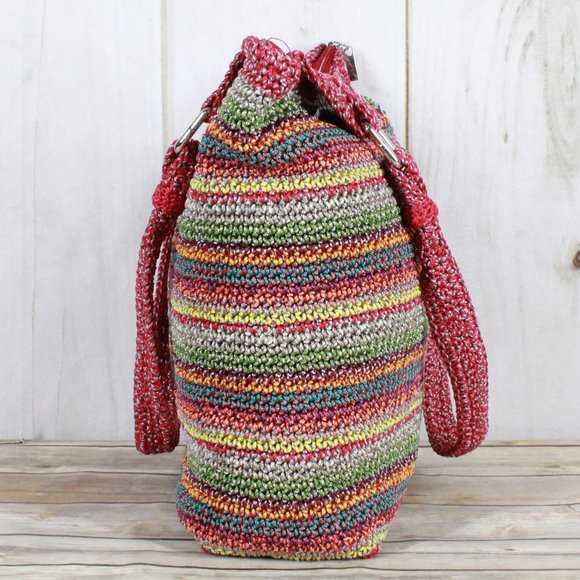 The Sak Multicolor Stripe Hand Crocheted Zippered Hobo Tote Shoulder Bag - Picture 3 of 9